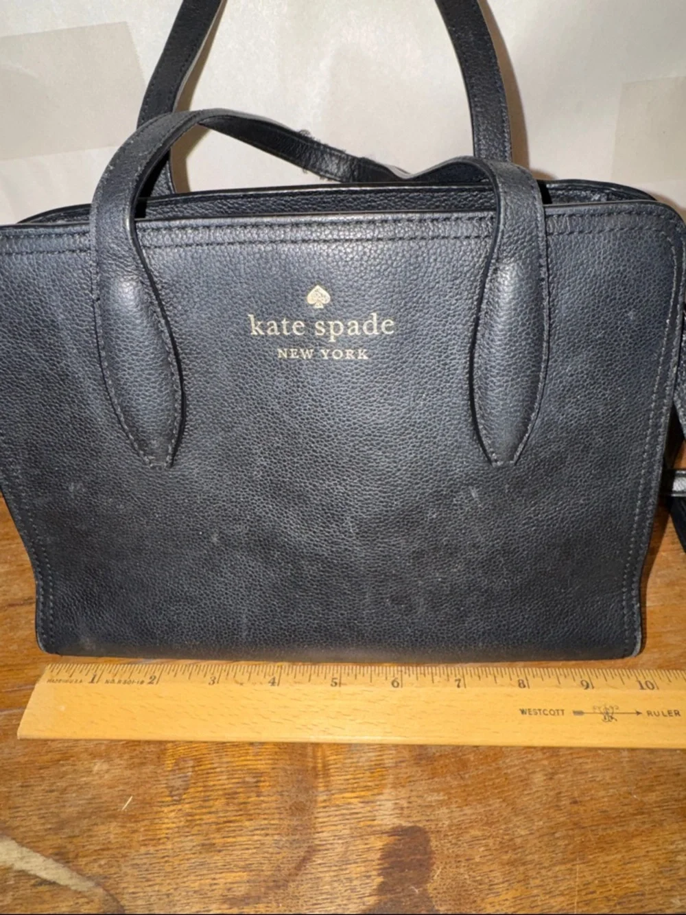kate spade Black Pebbled Leather Satchel with Crossbody Strap
